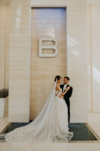wedding couple in lobby