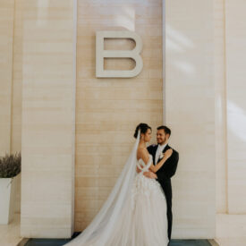 wedding couple in lobby